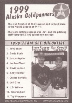 1999 Alaska Goldpanners #1 Team Photo Back