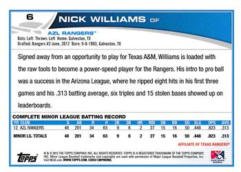 2013 Topps Pro Debut #6 Nick Williams Back