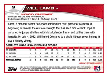 2013 Topps Pro Debut #9 Will Lamb Back