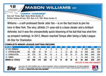 2013 Topps Pro Debut #12 Mason Williams Back