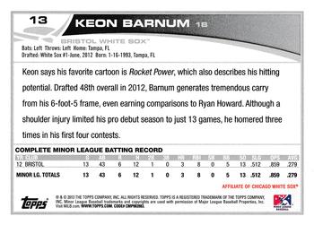 2013 Topps Pro Debut #13 Keon Barnum Back