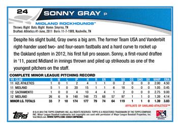 2013 Topps Pro Debut #24 Sonny Gray Back