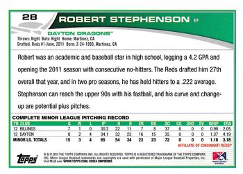 2013 Topps Pro Debut #28 Robert Stephenson Back