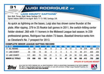2013 Topps Pro Debut #31 Luigi Rodriguez Back