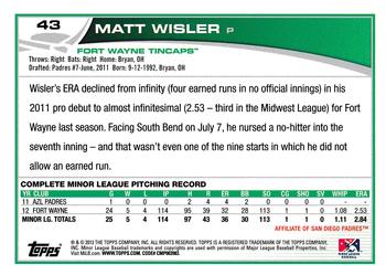2013 Topps Pro Debut #43 Matt Wisler Back