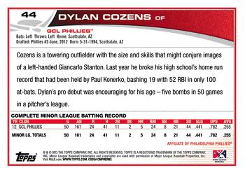 2013 Topps Pro Debut #44 Dylan Cozens Back