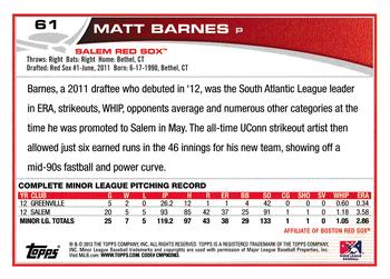 2013 Topps Pro Debut #61 Matt Barnes Back