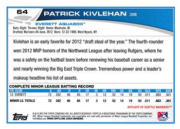 2013 Topps Pro Debut #64 Patrick Kivlehan Back