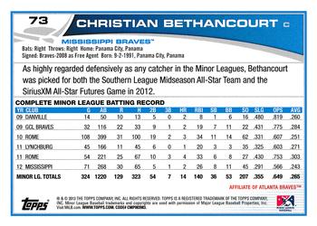 2013 Topps Pro Debut #73 Christian Bethancourt Back