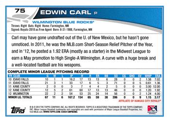 2013 Topps Pro Debut #75 Edwin Carl Back