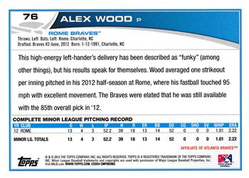 2013 Topps Pro Debut #76 Alex Wood Back