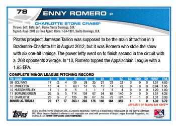 2013 Topps Pro Debut #78 Enny Romero Back