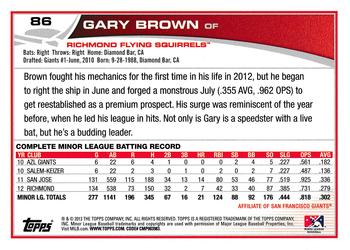 2013 Topps Pro Debut #86 Gary Brown Back