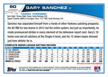 2013 Topps Pro Debut #90 Gary Sanchez Back