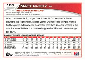 2013 Topps Pro Debut #101 Matt Curry Back