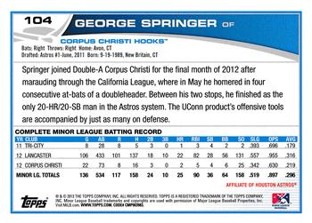 2013 Topps Pro Debut #104 George Springer Back