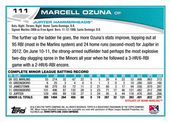 2013 Topps Pro Debut #111 Marcell Ozuna Back