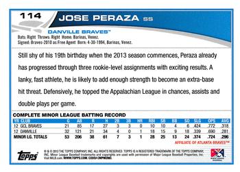 2013 Topps Pro Debut #114 Jose Peraza Back