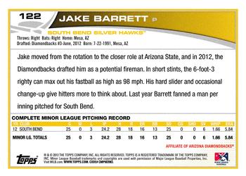 2013 Topps Pro Debut #122 Jake Barrett Back