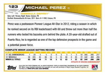 2013 Topps Pro Debut #123 Michael Perez Back