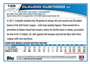 2013 Topps Pro Debut #133 Claudio Custodio Back