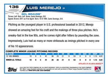 2013 Topps Pro Debut #136 Luis Merejo Back