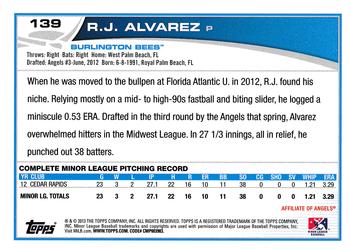 2013 Topps Pro Debut #139 R.J. Alvarez Back