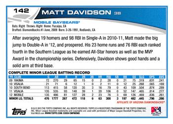 2013 Topps Pro Debut #142 Matt Davidson Back