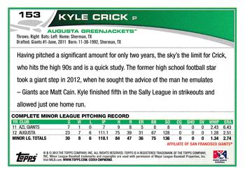 2013 Topps Pro Debut #153 Kyle Crick Back