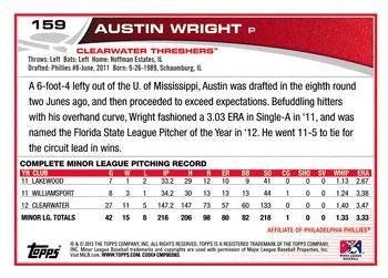 2013 Topps Pro Debut #159 Austin Wright Back