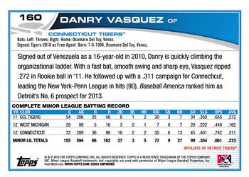 2013 Topps Pro Debut #160 Danry Vasquez Back