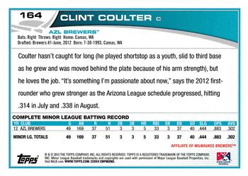2013 Topps Pro Debut #164 Clint Coulter Back