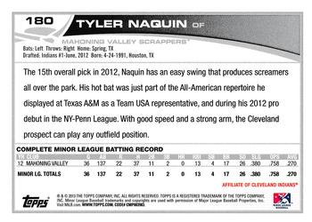 2013 Topps Pro Debut #180 Tyler Naquin Back
