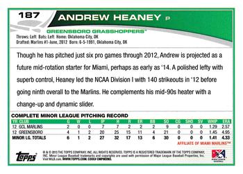 2013 Topps Pro Debut #187 Andrew Heaney Back