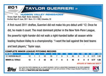 2013 Topps Pro Debut #201 Taylor Guerrieri Back