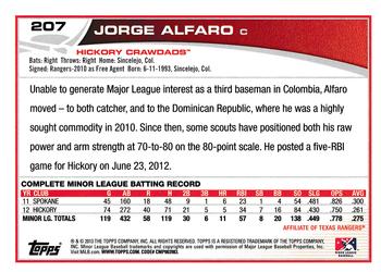 2013 Topps Pro Debut #207 Jorge Alfaro Back