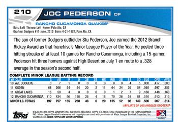 2013 Topps Pro Debut #210 Joc Pederson Back