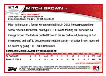 2013 Topps Pro Debut #214 Mitch Brown Back