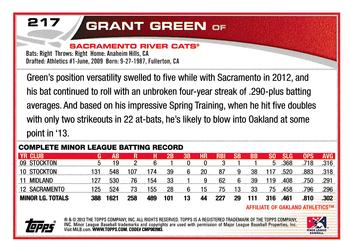 2013 Topps Pro Debut #217 Grant Green Back