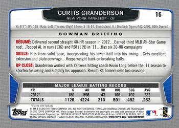 2013 Bowman Chrome #16 Curtis Granderson Back