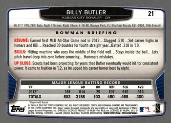 2013 Bowman Chrome #21 Billy Butler Back