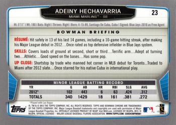 2013 Bowman Chrome #23 Adeiny Hechavarria Back
