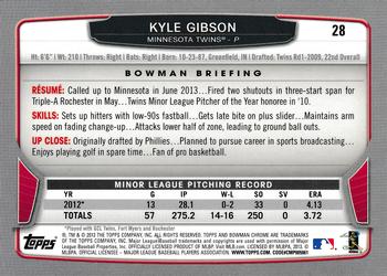 2013 Bowman Chrome #28 Kyle Gibson Back