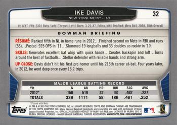 2013 Bowman Chrome #32 Ike Davis Back