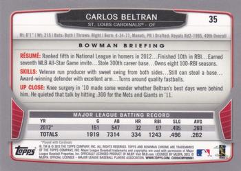 2013 Bowman Chrome #35 Carlos Beltran Back