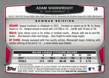 2013 Bowman Chrome #38 Adam Wainwright Back