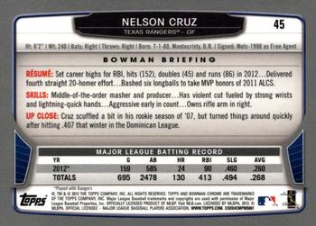 2013 Bowman Chrome #45 Nelson Cruz Back