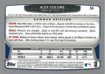 2013 Bowman Chrome #54 Alex Colome Back