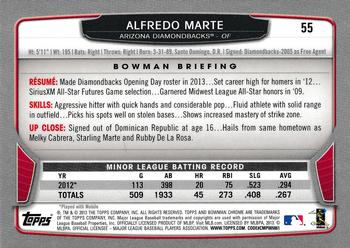 2013 Bowman Chrome #55 Alfredo Marte Back