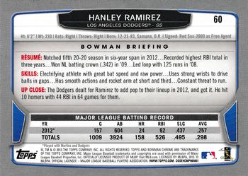 2013 Bowman Chrome #60 Hanley Ramirez Back